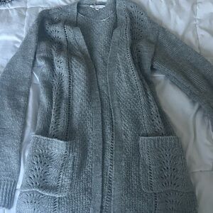 Women's Gray Open-Front Sweater